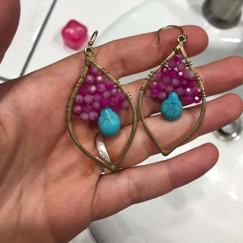 turquoise and pink earrings